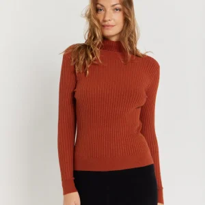 Pull col roulé orange brulé