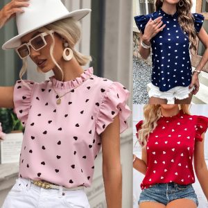Chemise Volants Manches Courtes Amour Été