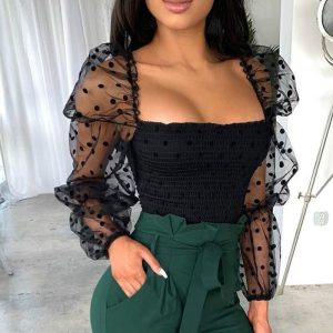 Chemisier Transparent Femme Élastique Streetwear Sexy