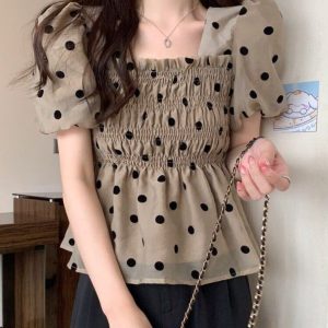 Chemisiers Manches Bouffantes Pois Elegants