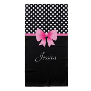 Serviette Plage Personnalisée Fille Motifs Pois
