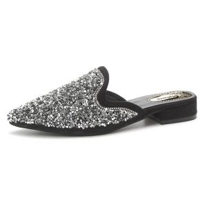 Mules À Pois Femme Élégantes Confortables Tendance Chic Noir
