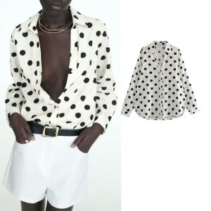 TRAF Chemise Surdimensionnée Élégante Jeunes Pois