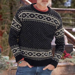 Pull Tricoté À Col Rond Motif Pois Pour Homme