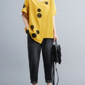 T-Shirt Coton Imprimé Pois Femmes