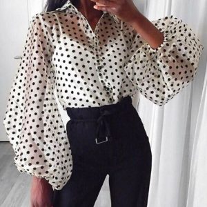 T-Shirt Manches Lanterne Femmes Pois