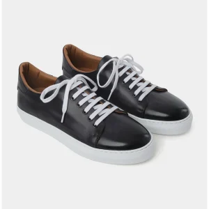 Sneakers patinée en cuir - Grise