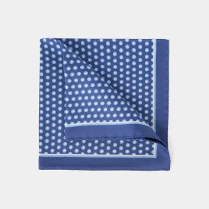 Pochette fond bleu lumineux à motifs pois blancs et bleu clair
