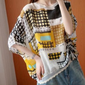 Chemisier Épissé Pois Femmes Streetwear Décontracté