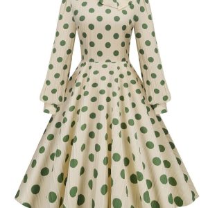 Tonval Robe Vintage Élégante Pois