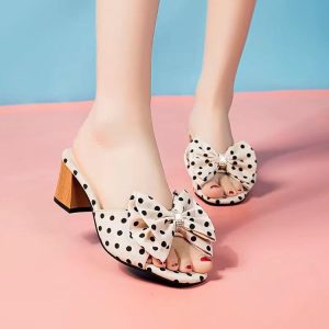 Mules À Pois Femme Élégantes Confortables Chic Tendance Noir