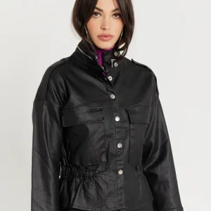 Veste courte en toile enduite