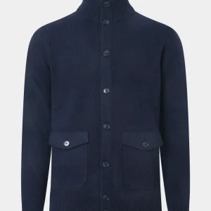 Gilet grosse maille à poche - Marine