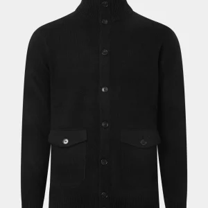 Gilet grosse maille à poche - Noir