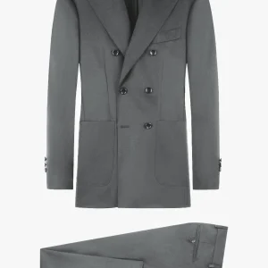 Costume croisé poche plaquée - Gris moyen