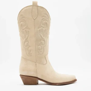 April Bottes Santiags Cuir Beige