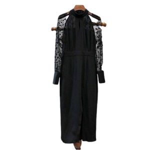 Robe Longue A Pois Noir Moulante