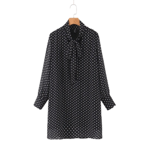 Robe Col Cravate À Pois Année 50