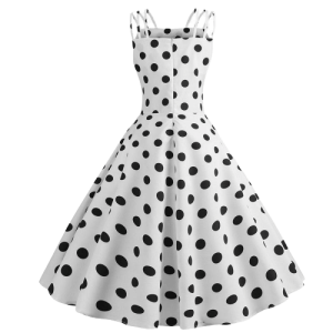 Robe Vintage Année 50 Noire à Pois Blancs