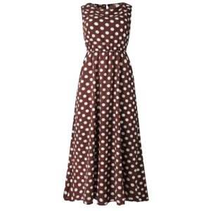 Robe Longue Marron À Pois