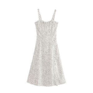 Robe À Pois Courte Blanche À Pois Noir