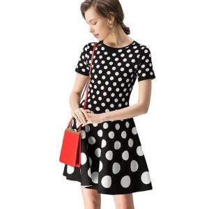 Robe A Pois Courte Bustier Chic Manches