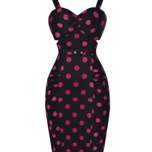 Robe Noir À Pois Rose De Soirée