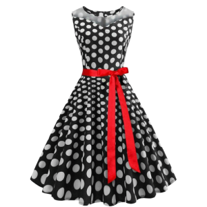 Robe Noir À Pois Blanc Année 50