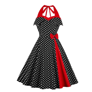 Robe De Soirée Avec Noeud Papillon À Pois Courte