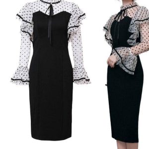Robe Longue A Pois De Mariee Moulante