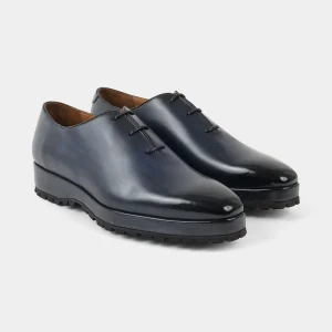 Souliers à lacets patiné - Bleu