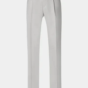 Pantalon en coton à patte de serrage 1 pli - Gris clair