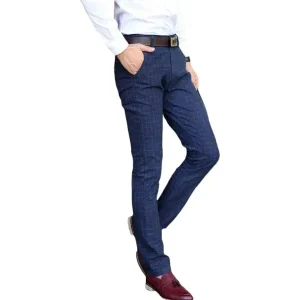 Pantalon Écossais Carreaux Bleu Marine