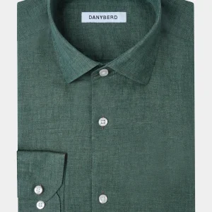 Chemise en lin col français - Kaki