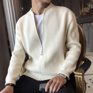 DORIAN - Gilet Zippé en Tricot Homme Style Old Money