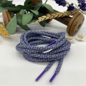 Lacets ronds brillants – bleu et violet – 110 cm – Enid