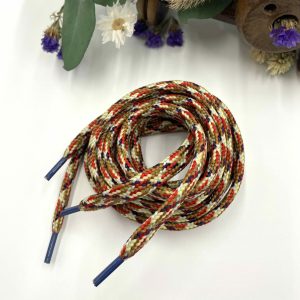 Lacets couleurs automne – Gris, Rouge, Violet, Marron, Marron châtain, Jaune – Taille : 150 cm – Plat – Juliette
